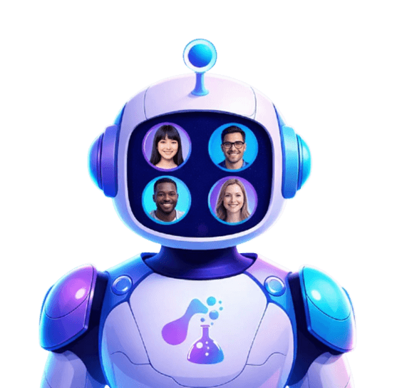 Illustration of a friendly robot representing Profile Finance's advertiser matching